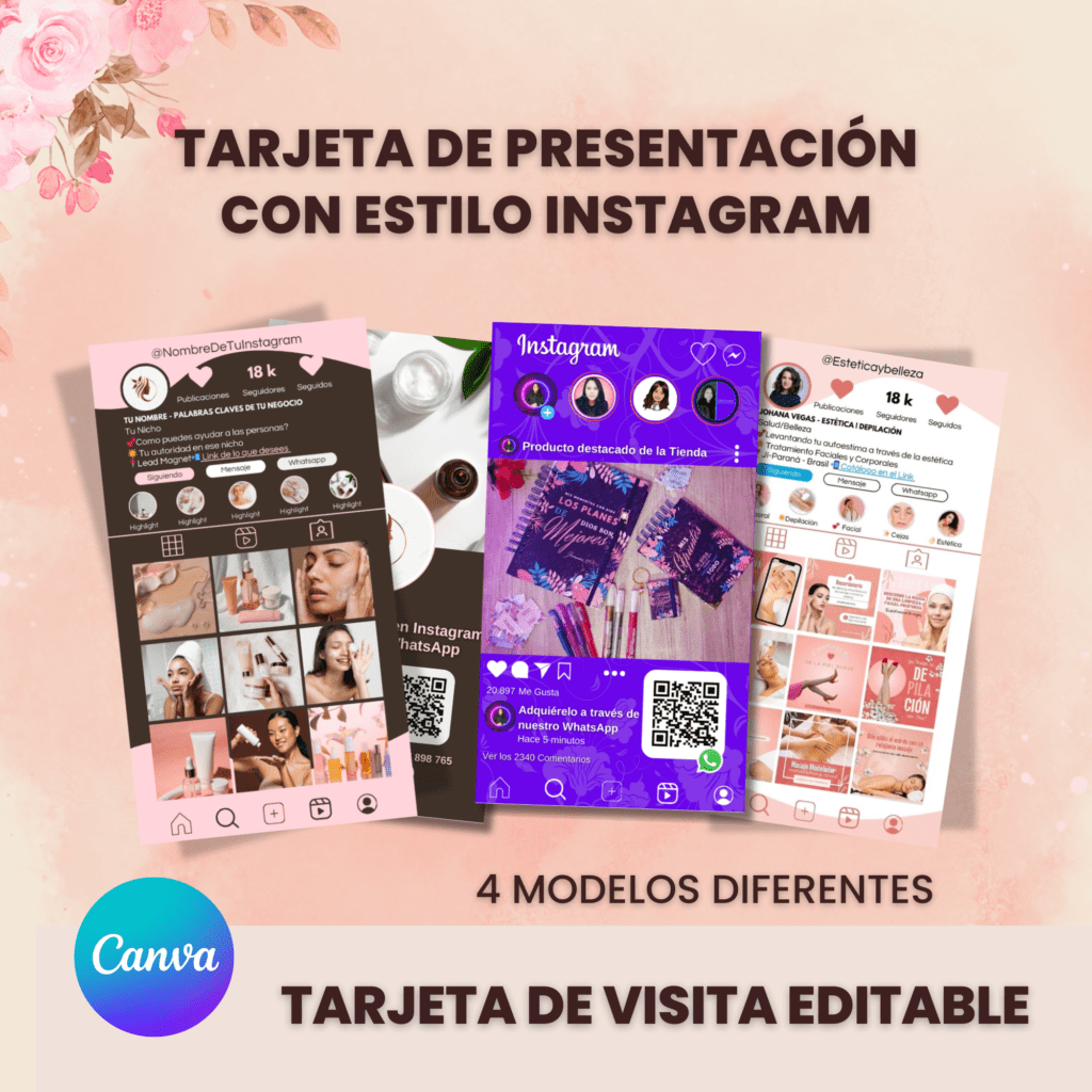 tarjeta de presentación estilo instagram editable en canva